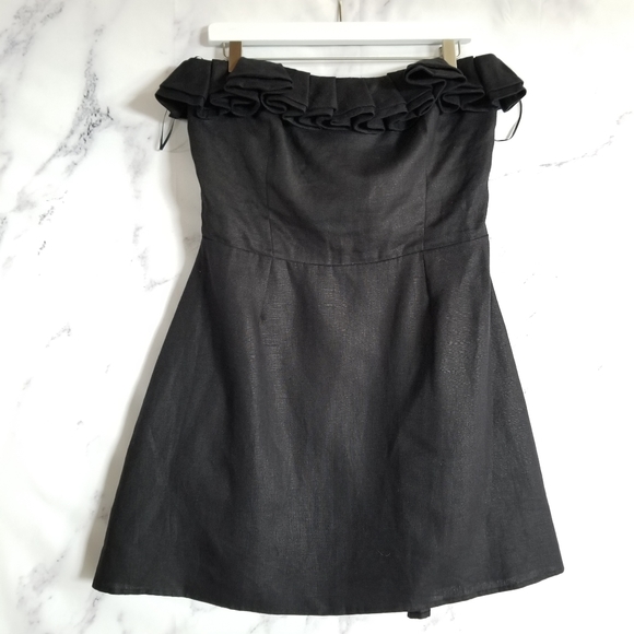 REFORMATION Black Strapless Mini Dress, Size 12 - Picture 3 of 9